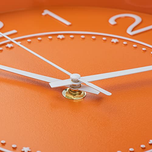 Image of HZDHCLH Small Wall Clocks Battery Operated,Quartz Movement,Silent Non Ticking Modern Wall Clock for Living Room Bedroom Kitchen Office School Classroom Decor(10 inch,Orange & Gold) | for Living Room, Bedroom, Kitchen, Office, School Classroom Decor (Orange & Gold)