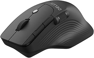 DeLUX Ergonomic Wireless Mouse with Side Scroll Wheel, Bluetooth Mouse with Anti-slip Thumb Rest, Full Size, Multi-Device, 800-4000 DPI, Rechargeable, 7 Buttons, for Laptop/PC/Mac (Black)