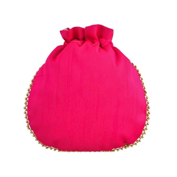 Kuber Industries Potli |Silk Wedding Potli |Drawstring Closure Potli |Wallet Potli |Christmas Gift Potli |Baby Shower Potli |Traditional Shagun Potli |Single Side Sequins-Potli |Pack of 2 |Multi - Image 8