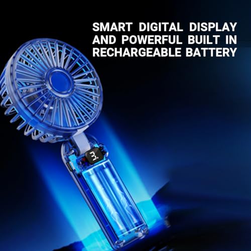 Image of Ant Turbo10 Mini Portable Handheld Fan Quite Powerful Built in Rechargeable Battery-operated Fan with Mobile Holder Digital Display 3 Speeds 90Adjustable Personal Small Hand Fan Travel Makeup Black