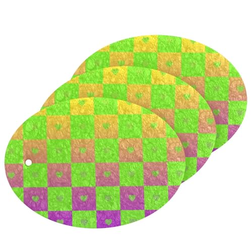 Buffalo - Esponjas de cocina absorbentes a cuadros amarillos, verdes y violetas, para lavar esponjas de limpieza decorativas antiarañazos para uso doméstico para limpiar sartenes de cocina, vajilla y