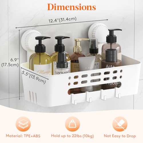 Panier de douche à ventouses mural Lifewit blanc 31,4 cm - 4