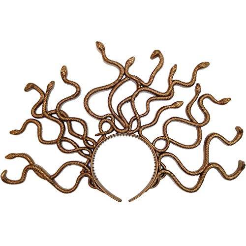 Pohotobooth Props Ltd A Mythical Medusa Snake Plastic Headband - one set, Gold Effect