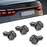 waswale 4 PCS Car License Plate Frame Mounting Screw Kit, 304 Stainless Steel US Standard License Plate Frame Fixing Shock-Proof Rust-Proof Self-Tapping Screws, Retrofit Replacement Parts (Black)