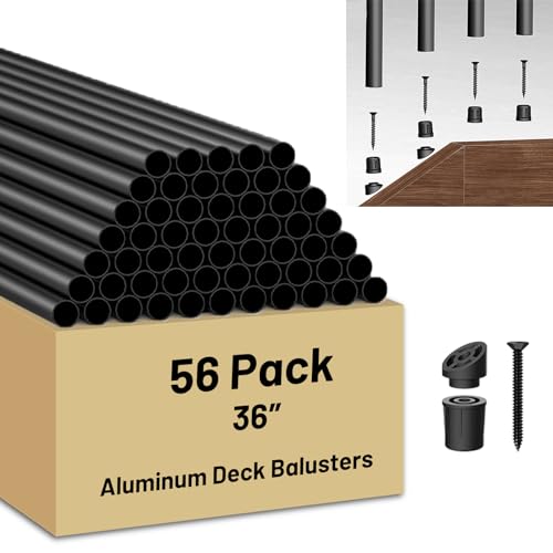 ZONEGRACE 56-Pack 36 Inch Round Aluminum Balusters