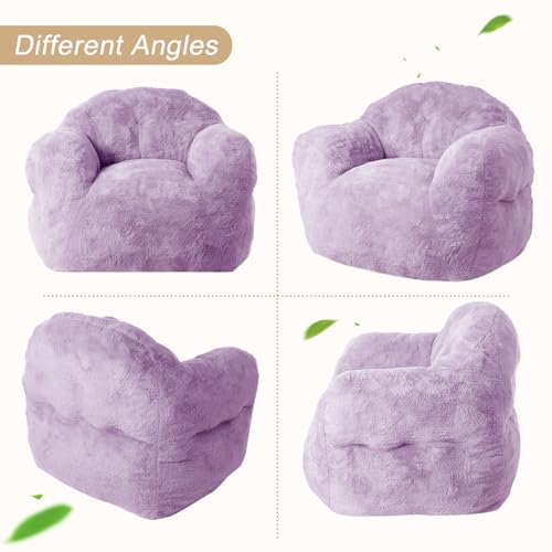 Image of GarveeHome Bean Bag Chair with Filler, 51 inch Giant Bean Bag Sofa for Adults Kids, Soft Cozy Large Beanbag Sofa Chair with Armrests for Living Room Bedroom, Purple