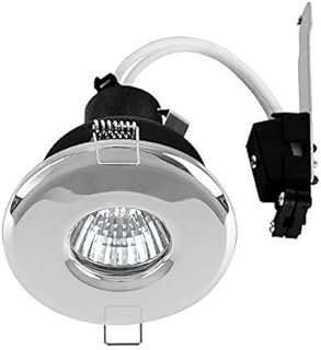 MiniSun Pack of 4 Bathroom / Shower / Soffit IP65 Polished Chrome Recessed Ceiling Downlights - Complete with 5w LED Bulbs [3000K Warm White]