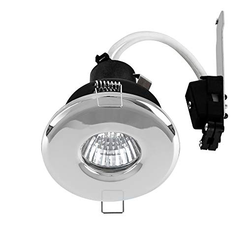 Image of MiniSun | Shower/Soffit Polished Chrome Recessed Ceiling Downlights | Recessed Lighting, Home Décor & Improvement Essential | Includes Bulb [6500K Cool White] | Mains Wired