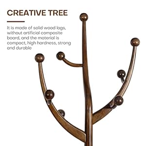 Coat Rack Freestanding Wood Tree Rack with 8 Hooks, Creative Design Tree Branch-look, Coat Tree Clothes Jacket Hanger Stand with Stable Sphere Base for Entryway, Hallway, Bedroom - Load 160lb (Walnut) Coat Rack Freestanding Wood Tree Rack with 8 Hooks Creative Design Tree Branch look Coat Tree Clothes Jacket Hanger Stand with Stable Sphere Base for Entryway Hallway Bedroom Load 160lb Walnut