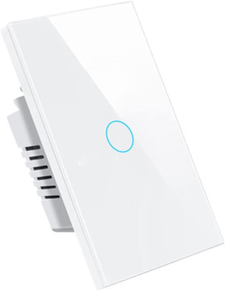 Smart Touch Light Switch No Capacitor Needed Works withor Without Neutral Wire Compatible with Voice Control White 1 Gang