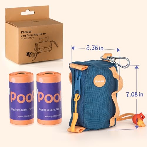 Image of Dog Poop Bag Dispenser with 2 Rolls 20 Bags, Fabric Dog Waste Bag Holder with Zipper & Metal Carabiner - Portable Easy Dispense, Durable Pouch for Leash, Walking, Travel & Outdoor Use