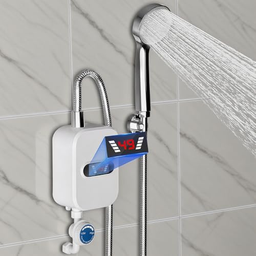 Afenau Chauffe Eau Instantané Electrique, 3500 W 220 V Mini Chauffe Eau Instantané Douche avec Affichage Numérique LED, Chauffeau Instantané Electrique, Chauffe-Eau Instantané pour La Maison