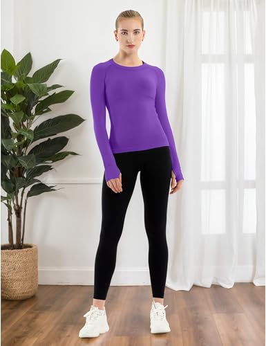 Image of MathCat Seamless Workout Shirts for Women Long Sleeve Yoga Tops Sports Running Shirt Breathable Athletic Top Slim Fit XS-XL