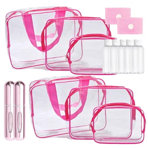 Trousse de toilette transparente voyage GLAMZA pour éviter les fuites de flacons