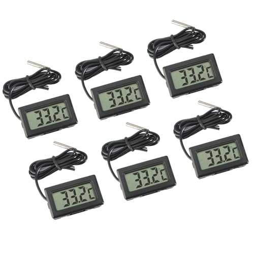 ARCELI Digital LCD Thermometer Temperaturüberwachung mit externer Sonde für Kühlschrank Gefrierschrank Kühlschrank Aquarium - schwarz （6 Stück）