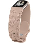 TOYOUTHS Löwenzahn Floral Gravierte Armband Kompatibel mit Fitbit Charge 6/Charge 5 Armband Damen...