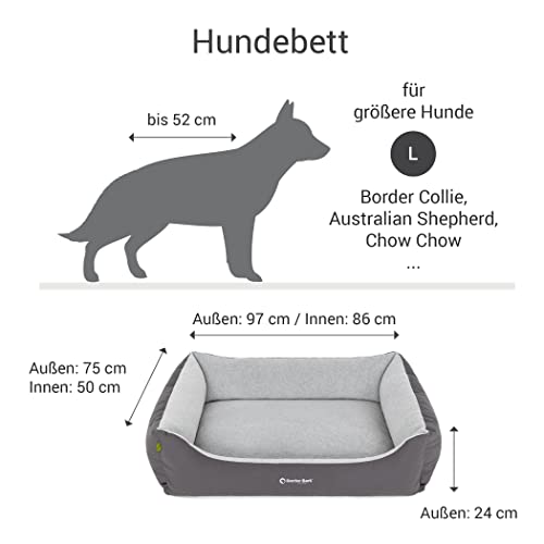Doctor Bark Hundebett Mittelgroße Hunde - Hundekörbchen Flauschig und Weich - Waschbar, Strapazierfähig, Kuschelig - Made in Germany - GreenLabel (L - 97x75 cm, Grau)