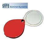 Passt in jede Jackentasche SAFE Nr. 9843 Einschlaglupe Tascheneinschlaglupe Rund 3,5 x FACHE VERGRÖßERUNG LINSE BIKONVEX PXM Leichtlinse 45 mm im Echtleder Etui