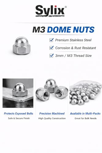 Image of SYLIX 3MM Stainless Steel Hex Dom Nut (10 PCS)
