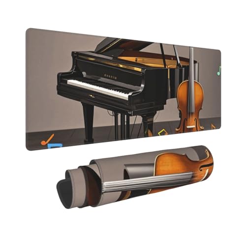 Tapis de souris de jeu XXL au design notes de musique pour clavier