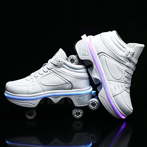 Patins de rolo de deformação de LED para meninos e meninas para adultos, sapatos de caminhada automá