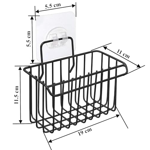 Image of BHARANI MART- Self-Adhesive Bathroom Corner Shelf || Soap Holder || Shower Shelf || Kitchen Rack & Holder || Sink Holder (GI Metal, Powder Coated Finish) (2 Pcs, Sink Holder)