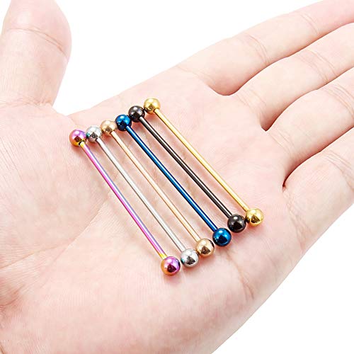 Dyknasz Extra Long Industrial Barbell 45mm (1.77") 16G 14G Surgical Steel Industrial Earrings Piercing Jewelry for Women Men3