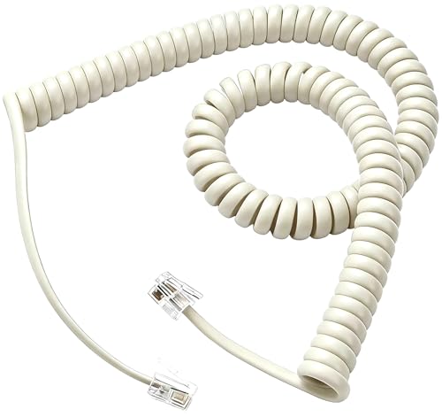 Image of Comtrue Phone Cords for Landline, 2-Pack, Telephone Handset Cords | Ivory, Universally Compatible, Tangle-Resistant, Noise-free, Go-to Length, Ideal for office & home