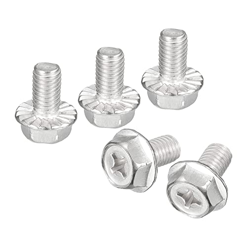 Image of uxcell M8x14mm Phillips Hex Head Flange Bolts, 5pcs 304 Stainless Steel Hexagon Phillips Flange Head Hex Bolts Machine Screws