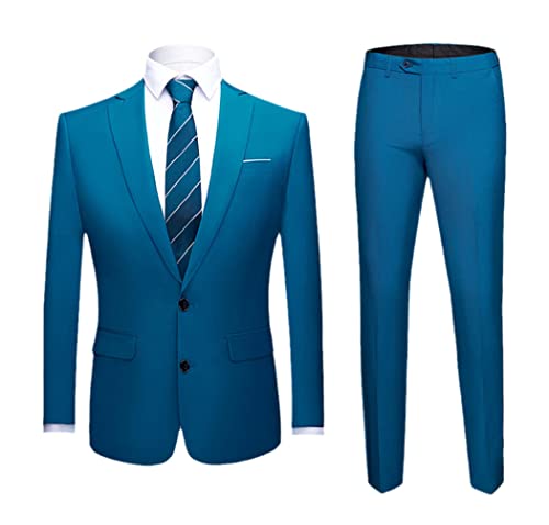Costume Homme Bleu Lac 2 Pièces : Élégance Moderne pour Mariage et Grands Banquets