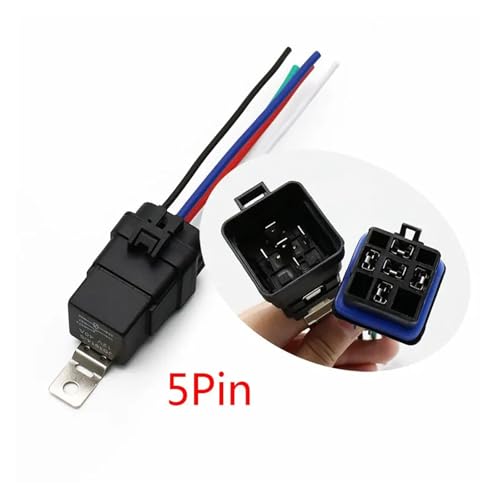Relé automotriz 12V 40A de 5 pines con soporte y cable de 105mm 2