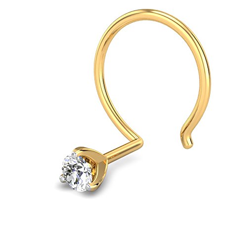 CANDERE - A KALYAN JEWELLERS COMPANY Yellow Gold 18K (750) BIS Hallmark Single Stone SI IJ Diamond Nosepin for Women - Image 4