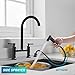 Bridge Kitchen Faucet with Side Sprayhead,3 Hole Farmhouse Kitchen Sink Faucet,8 Inch Centerset 2 Handle Faucet for Kitchen Sink High Arc 360 Swivel, Hydrowell Retro Kitchen Faucet,Matte Black