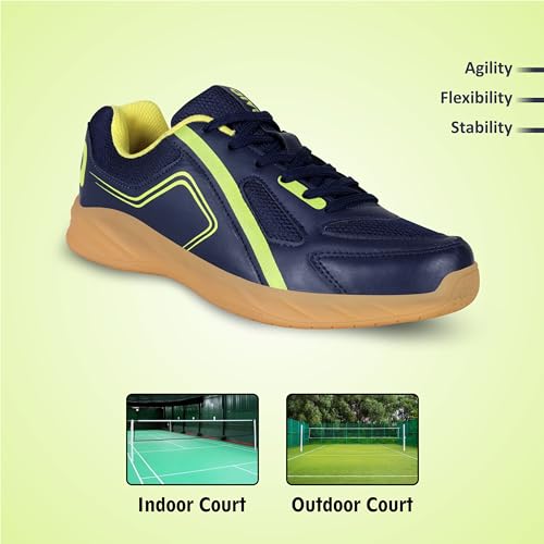 Aivin Booster Court Badminton Shoe |Non Marking Badminton Shoe | Lightweight & Durable Badminton Shoe | Also Perfect for Squash, Table Tennis, Volleyball, Basketball & Indoor Sports For Men & Women (Navy/Yellow, UK Footwear Size System, Adult, Men, Numeric, Medium, 8) 4 41 HbZEeI7L