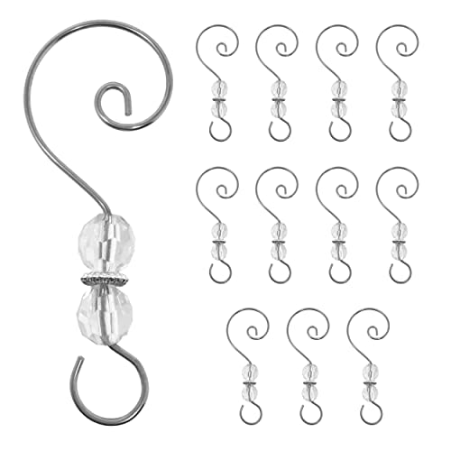 Christmas Ornament Hooks - Clear Jewel Accents - Set of 12 Pieces - Decorative Christmas Tree Ornament Hangers - Crafting - 3