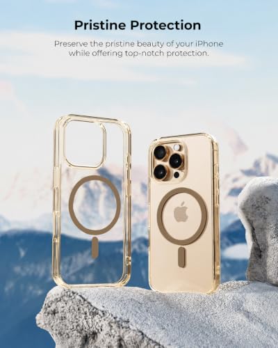 Image of Elzzi Anti Scratch Semi Translucent Cover for iPhone 16 Pro Case, Premium PC + TPU Magnetic Phone Cases, Compatible with Magsafe Slim Never Yellowing Shockproof - Desert Titanium