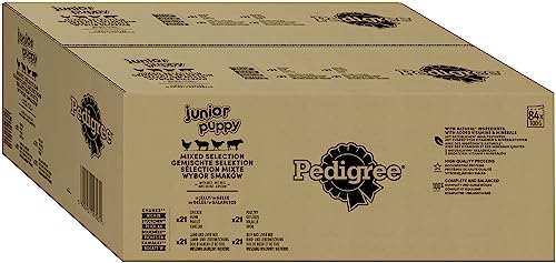 Pedigree Junior Multipack selección Mixta en Jalea – Comida para Perros en Bolsa de porciones para Perros jóvenes – 4 variedades – 84 x 100 g