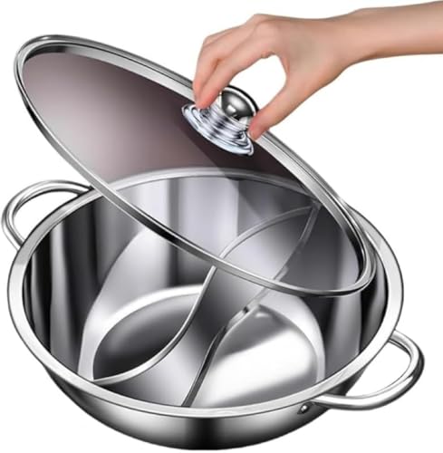 Rutexcあふれるステンレス製双味シャブシャブ鍋 ダブル仕様で異なる味を楽しめる 家庭や友人同士の囲炉裏パーティーに最適