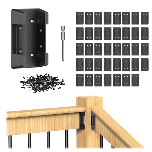 BLIKA 40Pcs Deck Railing Brackets Connectors for 2x4 (Actual 1.5x3.5) Inches Wood Handrail Deck Stair Rail Connectors with 160pcs Screws for Stair Fence Railing
