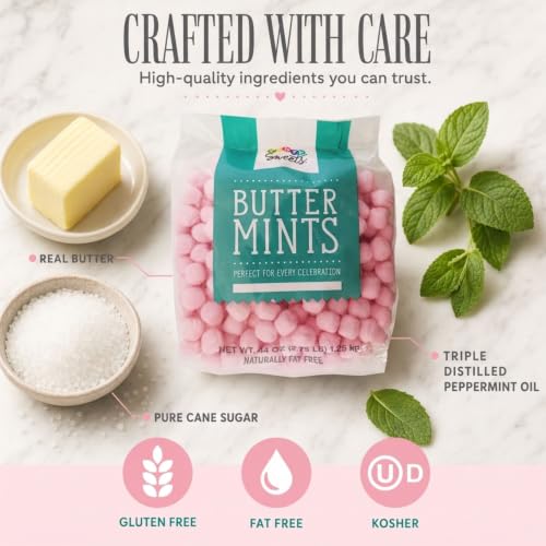 Party Sweets Pink Buttermints, 2.75 Pound, Appx. 350 Pieces from Hospitality Mints - image 4