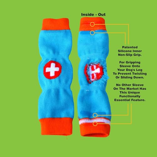 Image of PawFlex Comfy Pawz Cotton Nonslip Protective Leggings for Dogs | Medical Pet Sleeve for Dogs Legs with Non-Slip Silicone Grip at Inner Cuffs and Adjustable Strap for No Twisting or Sliding Down