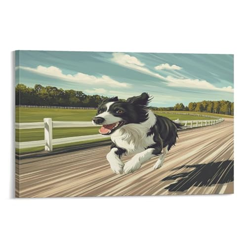Impression toile Border Collie anti-humidité pour décoration murale de douche