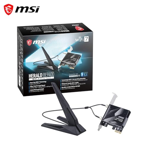 MSI Herald WiFi 7 PCIe-Karte für Desktop-PCs BE9400 Tri-Band, Bluetooth 5.4, 6 GHz, MLO, 320 MHz, 5,8 Gbit/s – Ansicht 7
