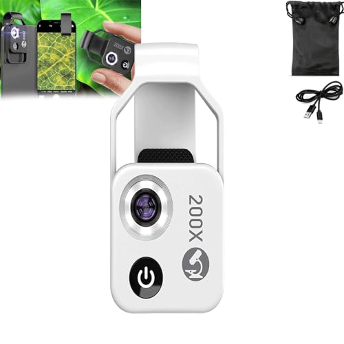 Nanozoom 200x Magnification Zoom,Pocket Phone Microscopes with Cpl Lens & Led Light, Portable Microscopic Lens for iPhone for Samsung for Huawei for Google, to Enjoy Microworld (1pc-Black)
