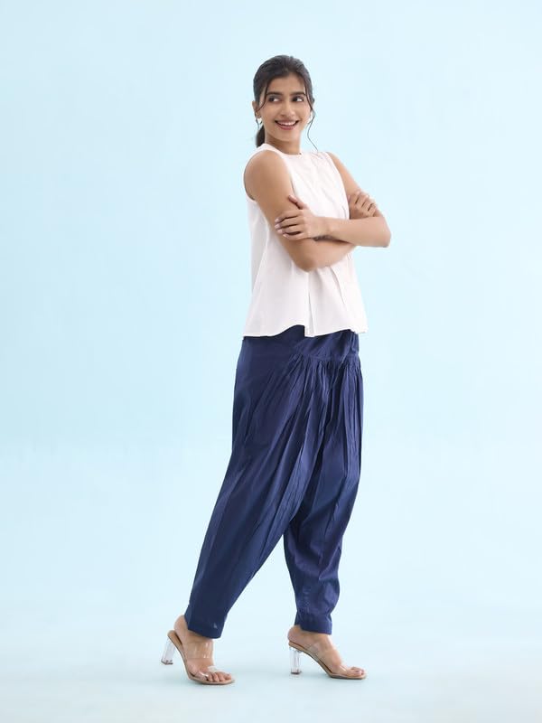 Image of GO COLORS Soft Cotton Salwar for Women | Relaxed Fit, Mid Rise, Ankle Length, Drawstrings
