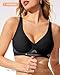 LetsJoli Bras for Women No Underwire Support and All Day Comfort Work Vacation Outfits Sexy Wireless Minimizer Bra(Black 36C)