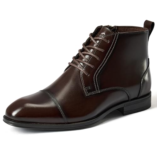 Image of Holy dove Men's Dress Boots Side Zipper Comfort Full-Grain Leather Business Office Cap Toe Oxford Short Ankle Boot