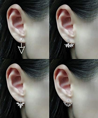 Tornito 6-12 Pairs Lotus Flower Earring Studs Chic CZ Earrings Jackets For Women Silver Rose Gold Tone2