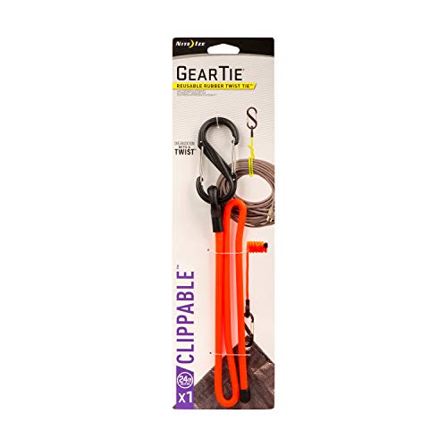 Nite Ize Clippable Gear Tie, reutilizable, incluye S-Biner, 24 pulgadas, Neon Amarillo, GLC24-31-R3