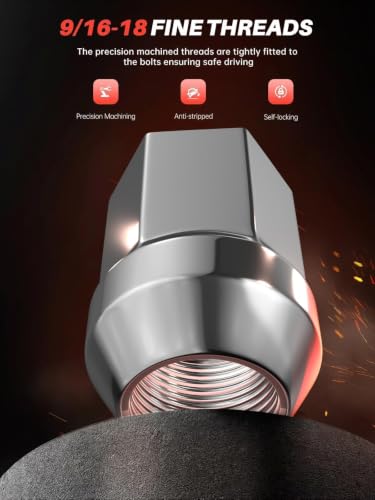 Image of Sposuit 9 /16-18 Lug Nuts - Replacement for 2002-2011 RAM 1500 - OEM Factory Style Closed End Chrome Lug Nut(20 Pcs)
